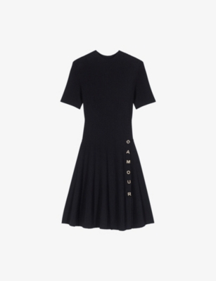 MAJE: Short Button-Embellished Stretch-Knit Mini Dress