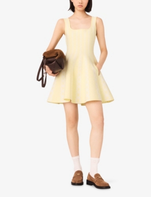 MAJE: Jacquard Monogram-Print Stretch-Knit Mini Dress