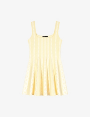 MAJE: Jacquard Monogram-Print Stretch-Knit Mini Dress