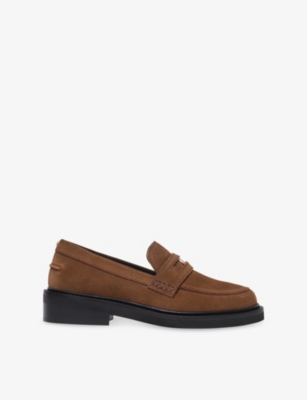 MAJE: Medallion-Embellished Suede Loafers