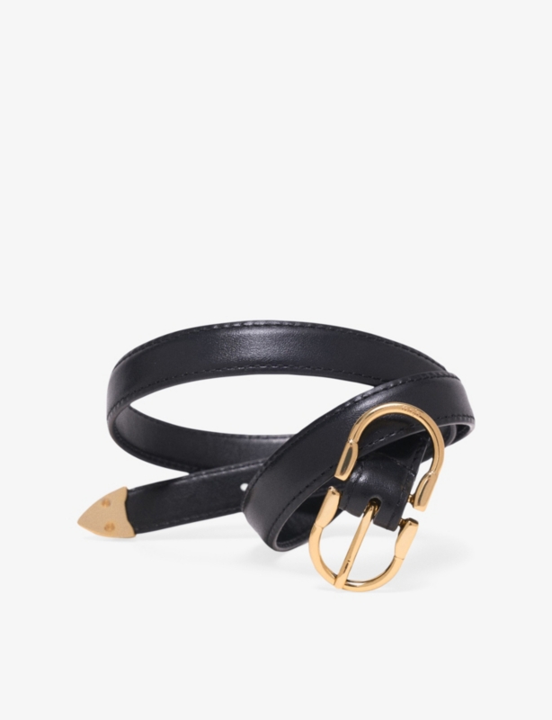 Double-Buckle Leather Belt