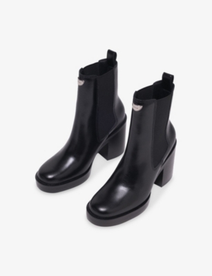 MAJE: Brand-Plaque Leather Heeled Chelsea Boots