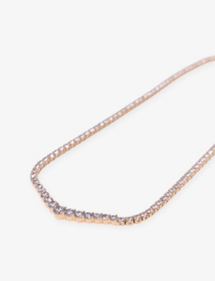 MAJE: Cascade Diamanté Brass Necklace