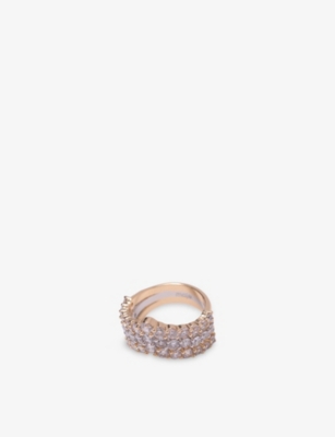 MAJE: Two-Tone Brass And Rhinestone Ring