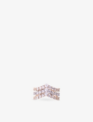 MAJE: Two-Tone Brass And Rhinestone Ring