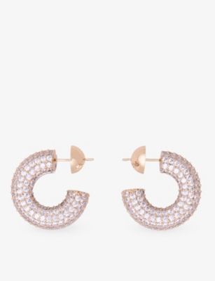 MAJE: Half-Hoop Rhinestone Metal And Crystal Hoop Earrings