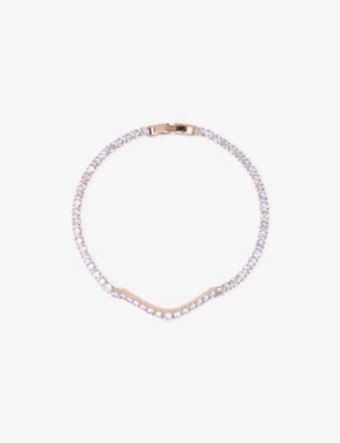 MAJE: Cascade Yellow Gold-Plated Brass And Rhinestone Necklace