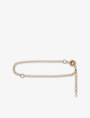 MAJE: Flower-Embellished Metal Chain Belt