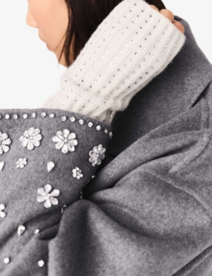 MAJE: Rhinestone-Embellished Wool Mittens