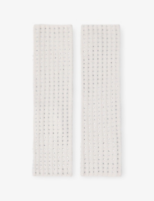 MAJE: Rhinestone-Embellished Wool Mittens