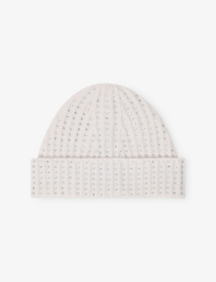 MAJE: Rhinestone-Embellished Wool Beanie Hat