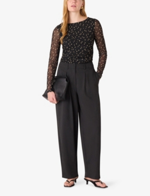 WHISTLES: Spot Long-Sleeve Stretch-Mesh Top