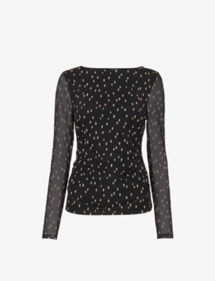 WHISTLES: Spot Long-Sleeve Stretch-Mesh Top