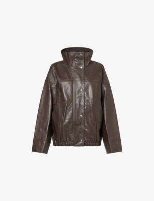 Womens Rohe Frames Funnel-Neck Oversized Leather Jacket