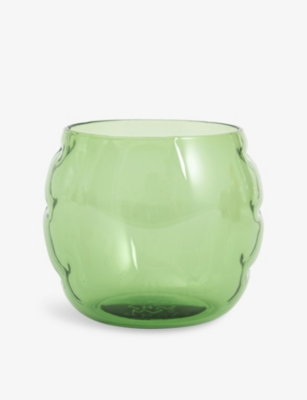 Home Studyo Emerald Bob Orchid Glass Vase In Green
