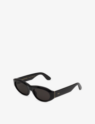 RETRO SUPER FUTURE: Cinema Black Oval-Frame Acetate Sunglasses