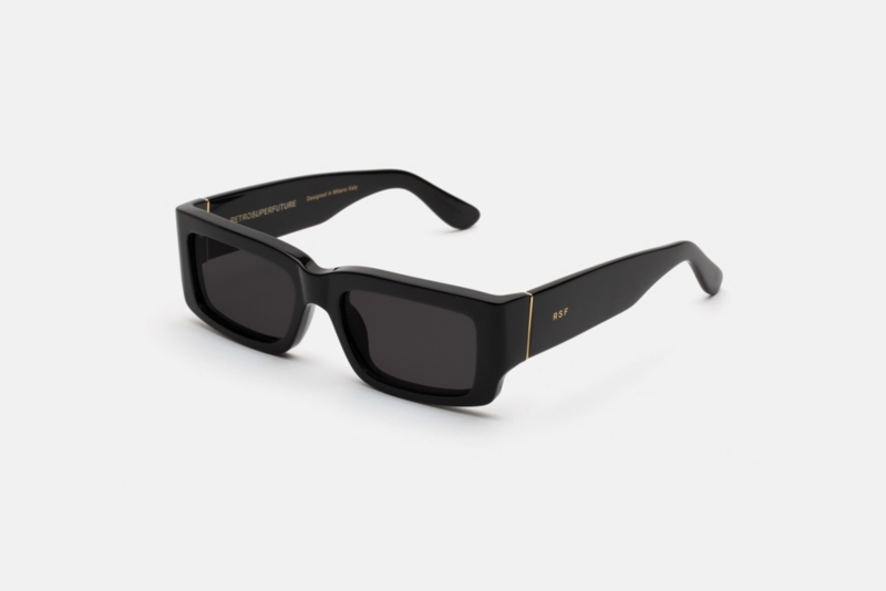 Notte Black Rectangle-Frame Acetate Sunglasses