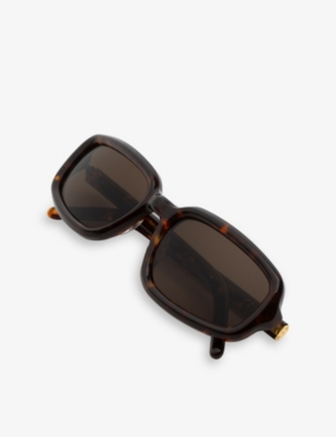 RETRO SUPER FUTURE: Troll Burnt Havana Rectangle-Frame Acetate Sunglasses