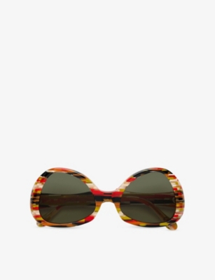RETRO SUPER FUTURE: Anu Ohia Stripes Oversized-Frame Acetate Sunglasses