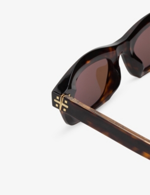 RETRO SUPER FUTURE: Max Rectangle-Frame Tortoiseshell Acetate Sunglasses
