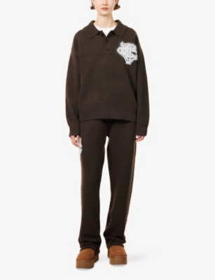 THE COUTURE CLUB: Fluffy Monogram Knit Polo Jumper