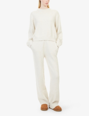 The Couture Club Womens Oat Emblem Embroidered Knitted Jogging Bottoms In Neutral