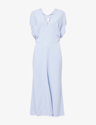 Victoria Beckham Womens Cloud Blue Edith Satin Midi Dress