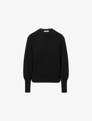 Victoria Beckham Womens  Relaxed Ribbed-knit Cotton-blend Jumper In Black
