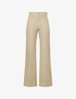 Victoria Beckham Womens Stone Grey Alina Wide-leg Denim Jeans In Neutral