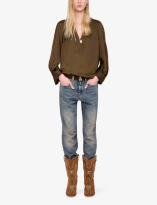 ZADIG&VOLTAIRE: Torny V-Neck Satin Blouse