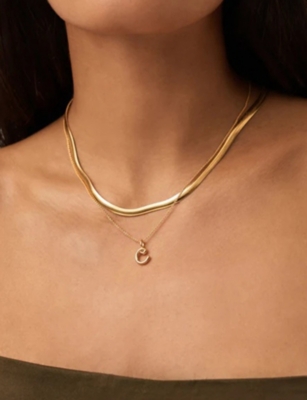 MISSOMA: Curly Molten Mini Initial 18ct Yellow-Gold Vermeil Necklace