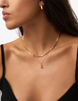 MISSOMA: Curly Molten Mini Initial 18ct Yellow-Gold Vermeil Necklace