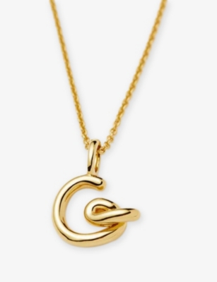 MISSOMA: Curly Molten Mini Initial 18ct Yellow-Gold Vermeil Necklace