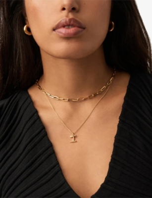 MISSOMA: Curly Molten Mini Initial 18ct Yellow-Gold Vermeil Necklace