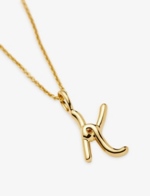 MISSOMA: Curly Molten Mini Initial 18ct Yellow-Gold Vermeil Necklace