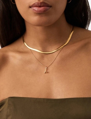 MISSOMA: Curly Molten Mini Initial 18ct Yellow-Gold Vermeil Necklace