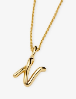 MISSOMA: Curly Molten Mini Initial 18ct Yellow-Gold Vermeil Necklace