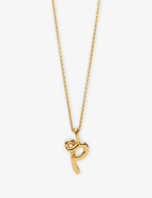 MISSOMA: Curly Molten Mini Initial 18ct Yellow-Gold Vermeil Necklace
