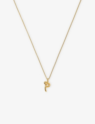 MISSOMA: Curly Molten Mini Initial 18ct Yellow-Gold Vermeil Necklace