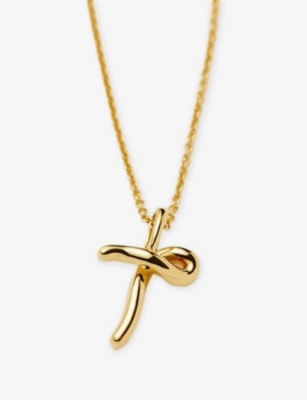 MISSOMA: Curly Molten Mini Initial 18ct Yellow-Gold Vermeil Necklace