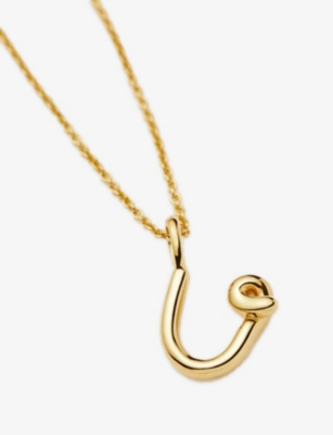 MISSOMA: Curly Molten Mini Initial 18ct Yellow-Gold Vermeil Necklace