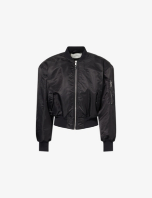 Entire Studios Mens Oil Cropped Broad Nylon Bomber Jacket In Black