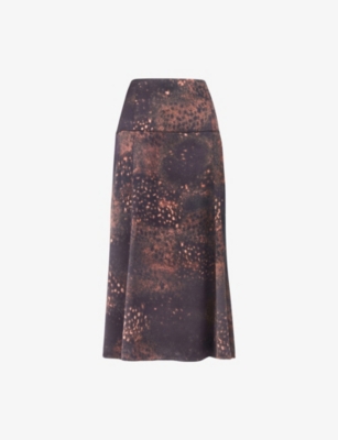Womens Whistles Spotted Animal Woven Midi Skirt