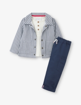 The Little White Company: Striped Three-Piece Cotton Set 0-4 Years