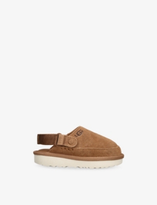 Ugg Brown Kids' Goldenstar Suede Clogs Eur 23.5 /6.5 Uk