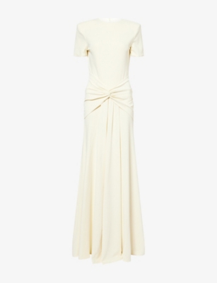 Womens Roland Mouret Draped Twist Stretch-Jersey Maxi Dress