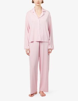 DJERF AVENUE: Embroidered-Logo Go Slow Stretch-Jersey Pyjama Shirt