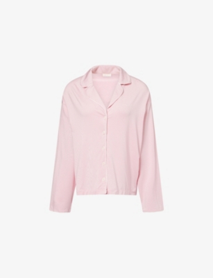Djerf Avenue Womens Pink Embroidered-logo Go Slow Stretch-jersey Pyjama Shirt Xs