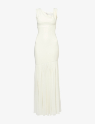 DEME - Tiffany Draped-Neckline Stretch-Woven Maxi Dress