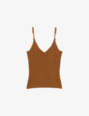 Reiss Womens Rust  X Atelier Cara Silk-blend Vest In Brown